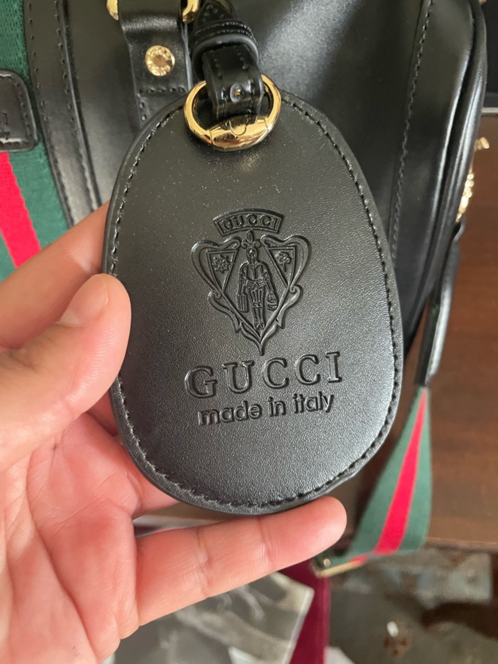 Gucci Vintage Web Boston Bag with Green & Red Stripe - Picture 3 of 7